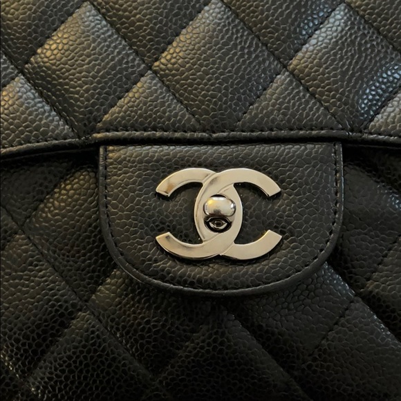 SOLD Chanel Single Flap Jumbo black caviar leather - Picture 3 of 16
